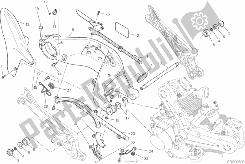 Wszystkie części do Rami? Wahad? Owe Ducati Monster 796 ABS-DMT 2014